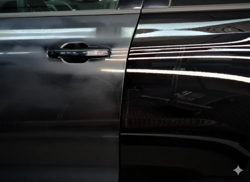 Before after automotive refinishing R-FOX - scratch elimination and shine restoration
